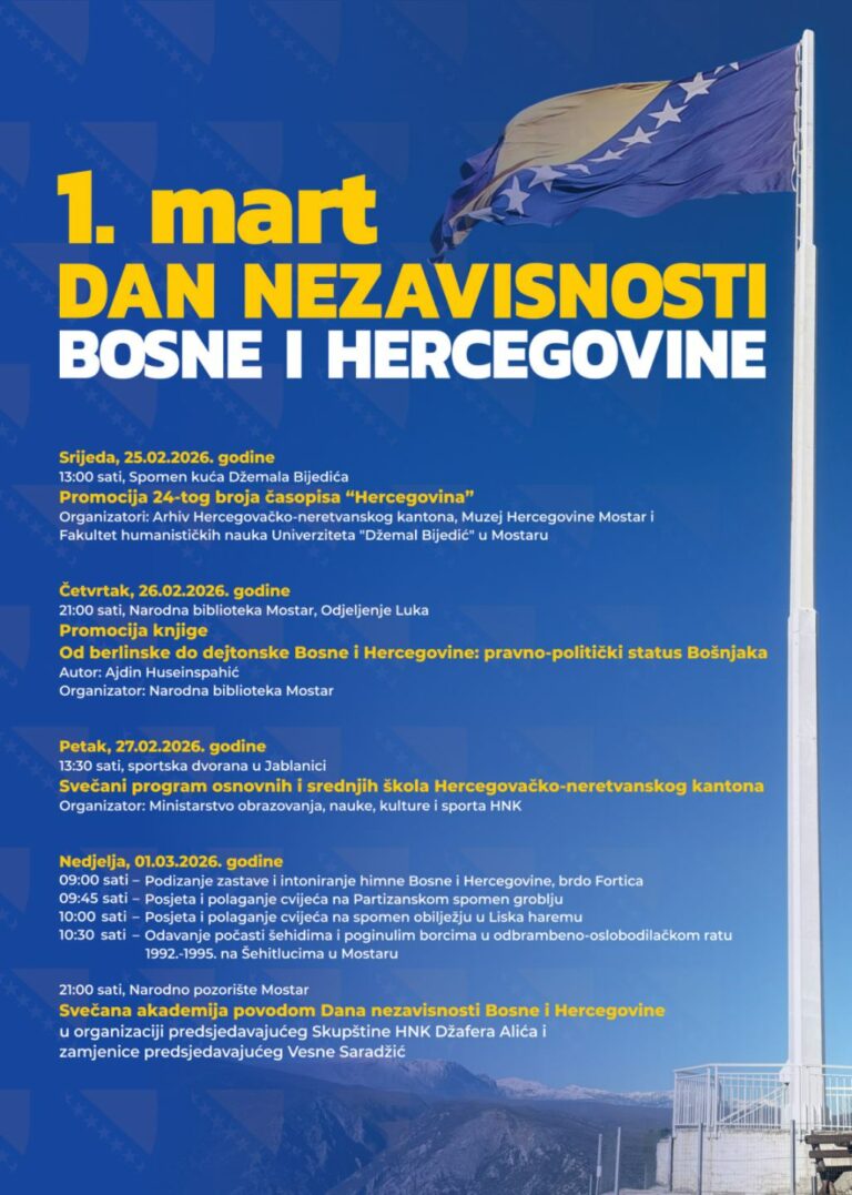 Read more about the article Program obilježavanja 1.marta – Dana nezavisnosti Bosne i Hercegovine